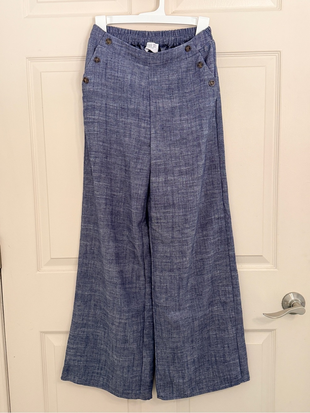 Sienna Sky Chambray Blue Elastic-Waist Trousers